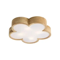 Kinder QAZQA Kinderzimmerlampen|Deckenleuchten*Kinderzimmer-Deckenleuchte Holz mit Weiß - Lucille