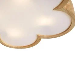 Kinder QAZQA Kinderzimmerlampen|Deckenleuchten*Kinderzimmer-Deckenleuchte Holz mit Weiß - Lucille