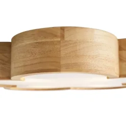 Kinder QAZQA Kinderzimmerlampen|Deckenleuchten*Kinderzimmer-Deckenleuchte Holz mit Weiß - Lucille