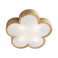 Kinder QAZQA Kinderzimmerlampen|Deckenleuchten*Kinderzimmer-Deckenleuchte Holz mit Weiß - Lucille