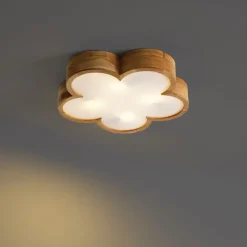 Kinder QAZQA Kinderzimmerlampen|Deckenleuchten*Kinderzimmer-Deckenleuchte Holz mit Weiß - Lucille