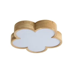 Kinder QAZQA Kinderzimmerlampen|Deckenleuchten*Kinderzimmer-Deckenleuchte Holz mit Weiß - Lucille