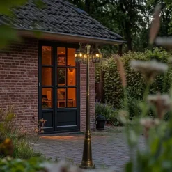 QAZQA Gartenbeleuchtung|Laternen Außen*Klassische Außenlaterne Antikgold mit klarem Glas 198cm IP44 - London