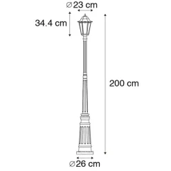QAZQA Gartenbeleuchtung|Laternen Außen*Klassische Außenlaterne schwarz 200 cm IP44 - Havanna