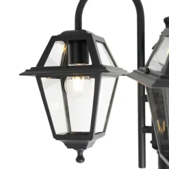 QAZQA Gartenbeleuchtung|Laternen Außen*Klassische Außenlaterne schwarz 235 cm 3-Licht IP44 - Berta