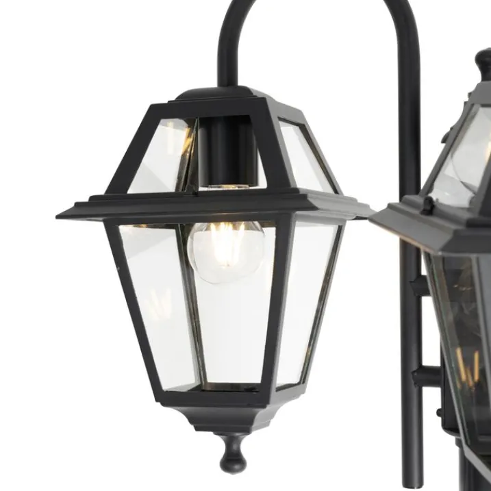 QAZQA Gartenbeleuchtung|Laternen Außen*Klassische Außenlaterne schwarz 235 cm 3-Licht IP44 - Berta