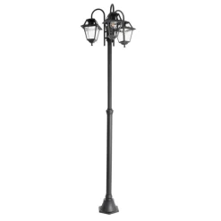 QAZQA Gartenbeleuchtung|Laternen Außen*Klassische Außenlaterne schwarz 235 cm 3-Licht IP44 - Berta