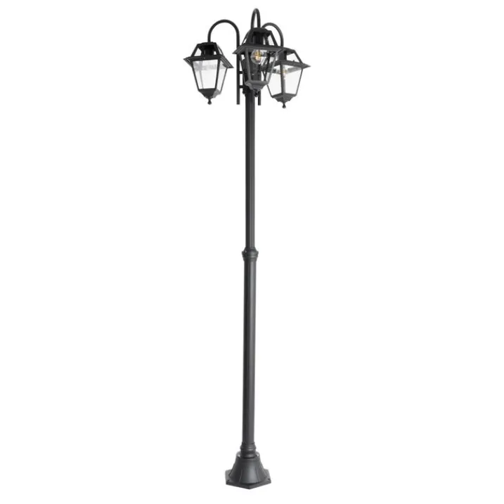 QAZQA Gartenbeleuchtung|Laternen Außen*Klassische Außenlaterne schwarz 235 cm 3-Licht IP44 - Berta