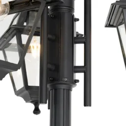 QAZQA Gartenbeleuchtung|Laternen Außen*Klassische Außenlaterne schwarz 235 cm 3-Licht IP44 - Berta