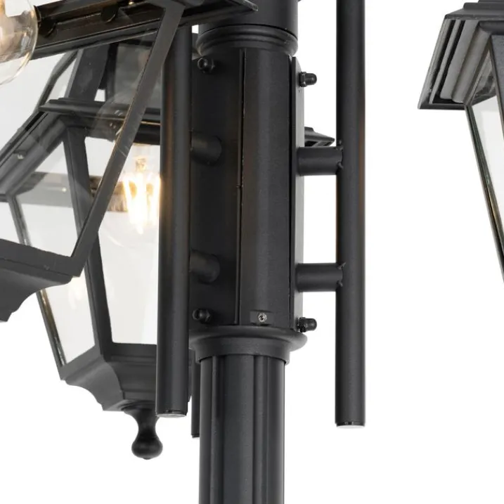 QAZQA Gartenbeleuchtung|Laternen Außen*Klassische Außenlaterne schwarz 235 cm 3-Licht IP44 - Berta