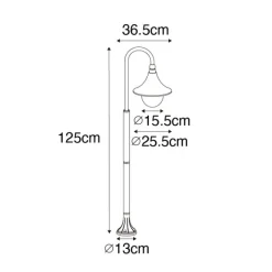 QAZQA Gartenbeleuchtung|Laternen Außen*Klassische Außenlaterne schwarz 125 cm IP44 - Daphne
