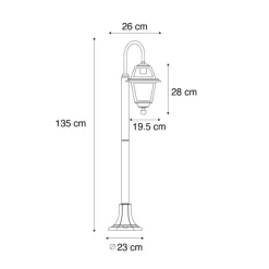 QAZQA Gartenbeleuchtung|Laternen Außen*Klassische Außenlaterne schwarz 135 cm IP44 - Berta