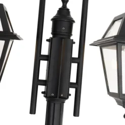 QAZQA Gartenbeleuchtung|Laternen Außen*Klassische Außenlaterne schwarz 235 cm 2-Licht IP44 - Berta