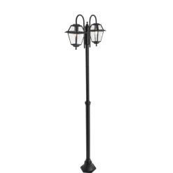 QAZQA Gartenbeleuchtung|Laternen Außen*Klassische Außenlaterne schwarz 235 cm 2-Licht IP44 - Berta