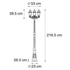 QAZQA Gartenbeleuchtung|Laternen Außen*Klassische Außenlaterne schwarz 3-flammig IP44 - New Haven