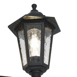 QAZQA Gartenbeleuchtung|Laternen Außen*Klassische Außenleuchte schwarz 217 cm IP44 - New Haven Gehämmert