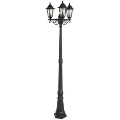 QAZQA Gartenbeleuchtung|Laternen Außen*Klassische Außenleuchte schwarz 217 cm IP44 - New Haven Gehämmert