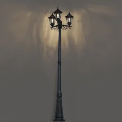 QAZQA Gartenbeleuchtung|Laternen Außen*Klassische Außenleuchte schwarz 217 cm IP44 - New Haven Gehämmert