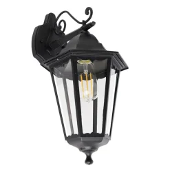 QAZQA Außenwandleuchten|Gartenbeleuchtung*Klassische Außenwandlaterne schwarz IP44 - Havana Down