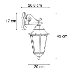 QAZQA Außenwandleuchten|Gartenbeleuchtung*Klassische Außenwandlaterne schwarz IP44 - Havana Down