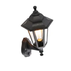 QAZQA Gartenbeleuchtung|Außenleuchten Mit Sensor*Klassische Außenwandleuchte schwarz mit Bewegungssensor - New Haven