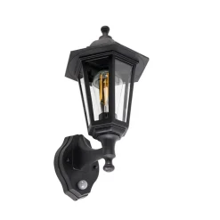 QAZQA Gartenbeleuchtung|Außenleuchten Mit Sensor*Klassische Außenwandleuchte schwarz mit Bewegungssensor - New Haven