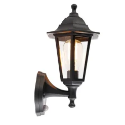 QAZQA Gartenbeleuchtung|Außenleuchten Mit Sensor*Klassische Außenwandleuchte schwarz mit Bewegungssensor - New Haven