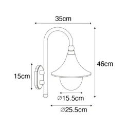 QAZQA Gartenbeleuchtung|Außenwandleuchten*Klassische Außenwandleuchte schwarz IP44 - Daphne