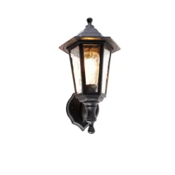 QAZQA Gartenbeleuchtung|Außenwandleuchten*Klassische Außenwandleuchte schwarz IP44 - New Haven Gehämmert