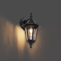 QAZQA Gartenbeleuchtung|Außenwandleuchten*Klassische Außenwandleuchte schwarz IP44 - New Haven Gehämmert