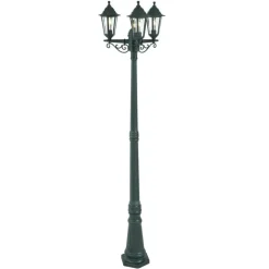 QAZQA Gartenbeleuchtung|Laternen Außen*Klassische Aussenlaterne Dunkelgrün 217cm 3-flammig IP44 - New Haven