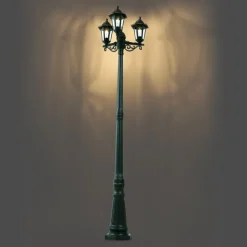 QAZQA Gartenbeleuchtung|Laternen Außen*Klassische Aussenlaterne Dunkelgrün 217cm 3-flammig IP44 - New Haven