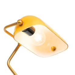 QAZQA Stehlampen|Wohnzimmerlampen*Klassische Banker Stehleuchte Bronze mit gelbem Glas - Banker