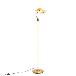 QAZQA Stehlampen|Wohnzimmerlampen*Klassische Banker Stehleuchte Bronze mit gelbem Glas - Banker