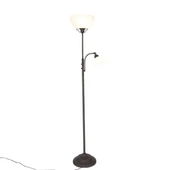 QAZQA Stehlampen|Wohnzimmerlampen*Klassische braune Stehlampe mit Leselampe – Dallas