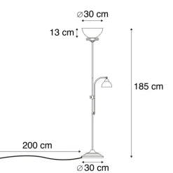 QAZQA Stehlampen|Wohnzimmerlampen*Klassische braune Stehlampe mit Leselampe – Dallas