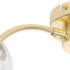 QAZQA Deckenleuchten|Wohnzimmerlampen*Klassische Deckenlampe Gold mit Glas 3-flammig - Elien