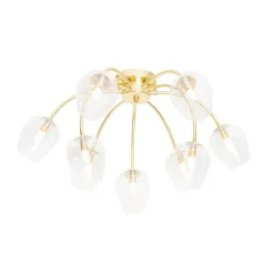 QAZQA Deckenleuchten|Wohnzimmerlampen*Klassische Deckenlampe Gold mit Glas 9 Lichter - Elien