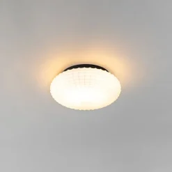 QAZQA Gartenbeleuchtung|Deckenleuchten Außen*Klassische Deckenleuchte schwarz mit Opalglas 23 cm IP44 - Nohmi