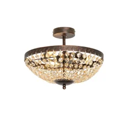 QAZQA Deckenleuchten|Wohnzimmerlampen*Klassische Deckenleuchte aus Bronze und Kristall, 3-flammig – Mondrian