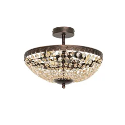 QAZQA Deckenleuchten|Wohnzimmerlampen*Klassische Deckenleuchte aus Bronze und Kristall, 3-flammig – Mondrian