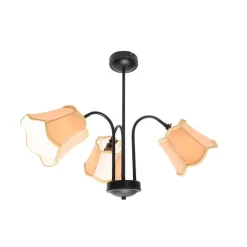 QAZQA Deckenleuchten|Wohnzimmerlampen*Klassische Deckenleuchte in Schwarz mit goldenem Lampenschirm, 3-flammig – Nona