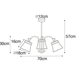 QAZQA Deckenleuchten|Wohnzimmerlampen*Klassische Deckenleuchte in Schwarz mit goldenem Lampenschirm, 3-flammig – Nona