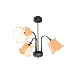 QAZQA Deckenleuchten|Wohnzimmerlampen*Klassische Deckenleuchte in Schwarz mit goldenem Lampenschirm, 3-flammig – Nona