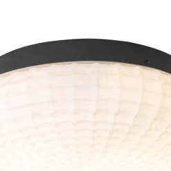 QAZQA Deckenleuchten Außen|Deckenleuchten*Klassische Deckenleuchte schwarz mit Opalglas 30 cm IP44 - Nohmi