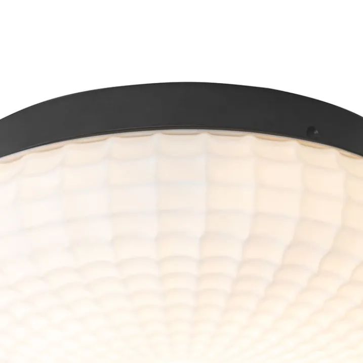 QAZQA Deckenleuchten Außen|Deckenleuchten*Klassische Deckenleuchte schwarz mit Opalglas 30 cm IP44 - Nohmi