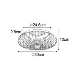 QAZQA Deckenleuchten Außen|Deckenleuchten*Klassische Deckenleuchte schwarz mit Opalglas 30 cm IP44 - Nohmi