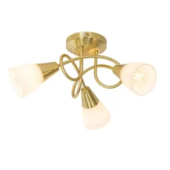 QAZQA Deckenleuchten|Wohnzimmerlampen*Klassische Deckenleuchte Gold mit Opalglas 3-flammig - Inez