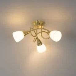QAZQA Deckenleuchten|Wohnzimmerlampen*Klassische Deckenleuchte Gold mit Opalglas 3-flammig - Inez