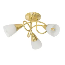 QAZQA Deckenleuchten|Wohnzimmerlampen*Klassische Deckenleuchte Gold mit Opalglas 3-flammig - Inez